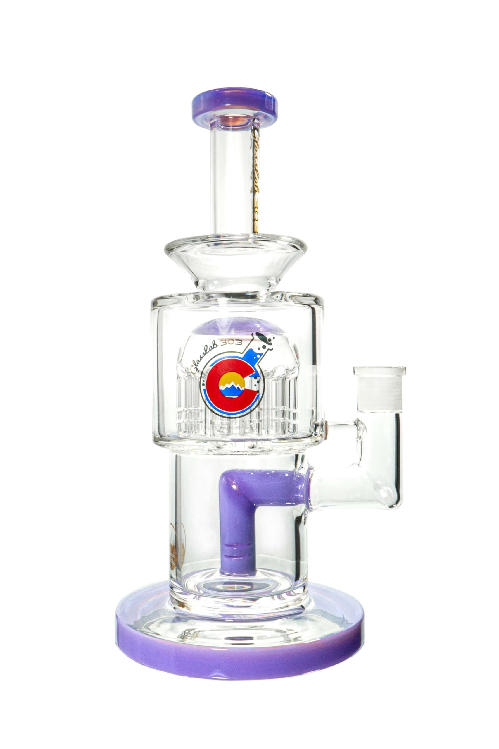 Glasslab 303 Water Pipe - Fused Stem to 12 Arm Percolator (Multiple Colors)
